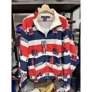 Vintage 90's Nautica Jacket  All Over Print Windbreaker Rare Wu-Tang Sz XL